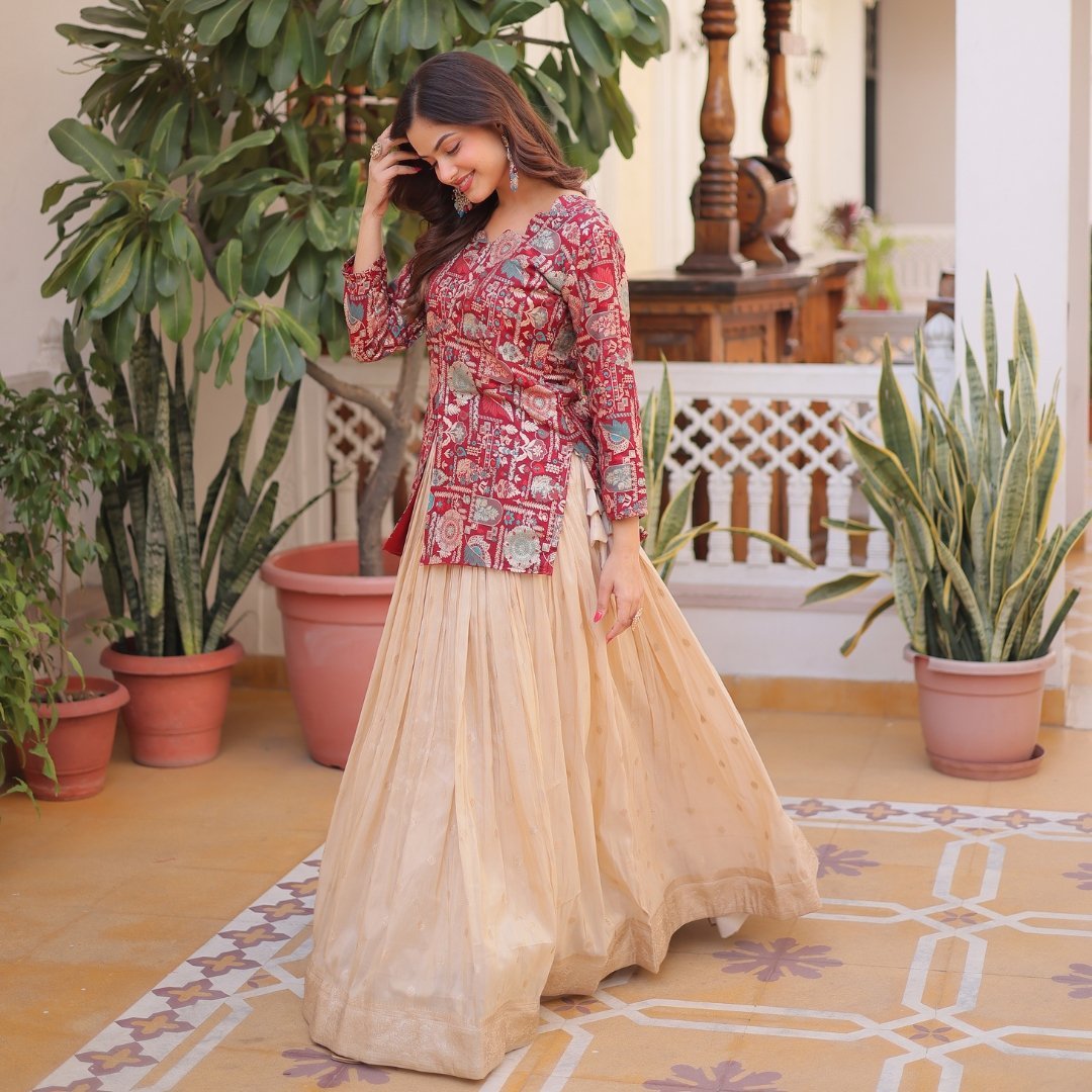 Maroon Color Combination Lehenga - Image 3