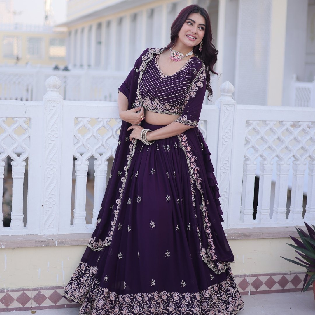 Wine Purple Colour Lehenga - Image 3