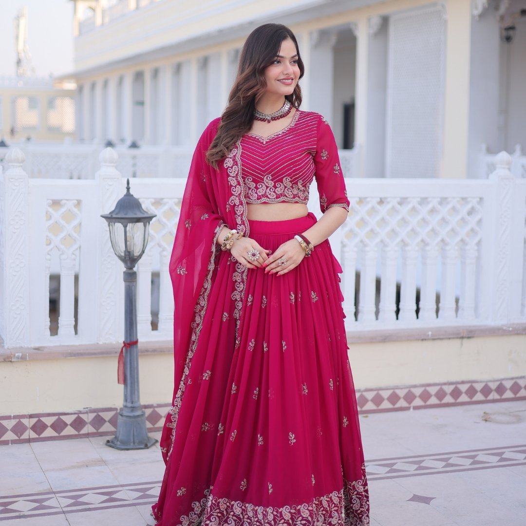 Pink Colour Party Wear Lehenga - Image 3