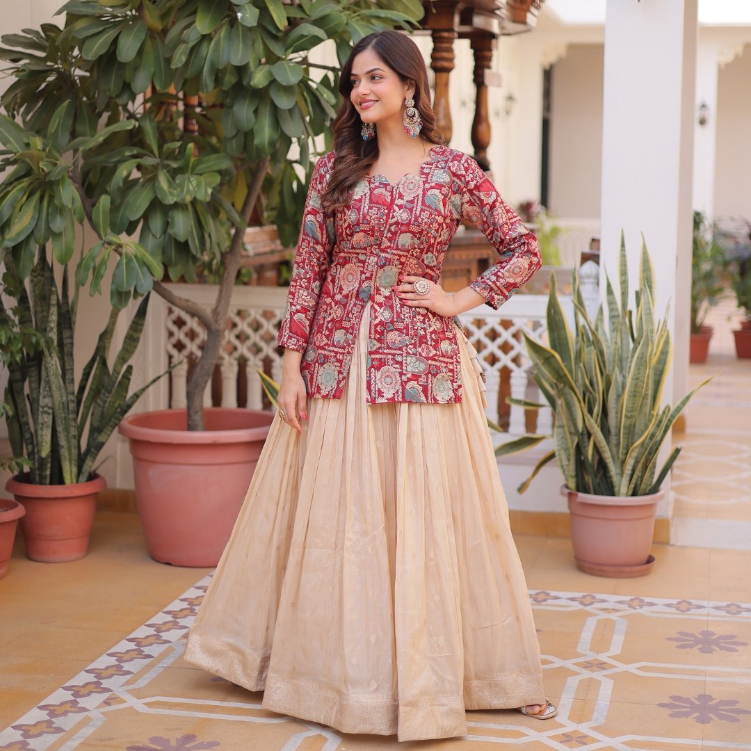 Maroon Color Combination Lehenga - Image 2