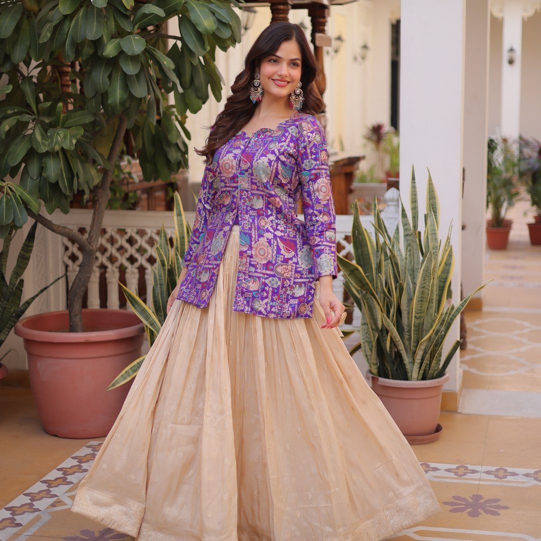 Purple Color Combination Lehenga - Image 2