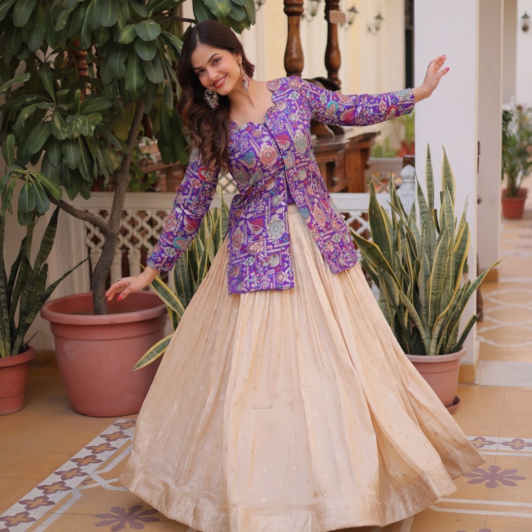 Purple Color Combination Lehenga - Image 3