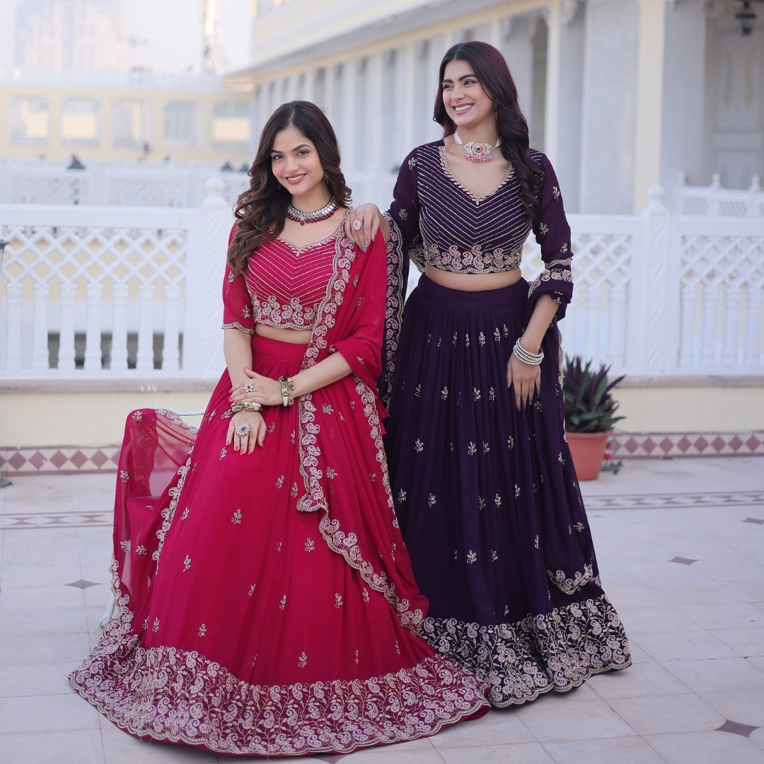Wine Purple Colour Lehenga - Image 4