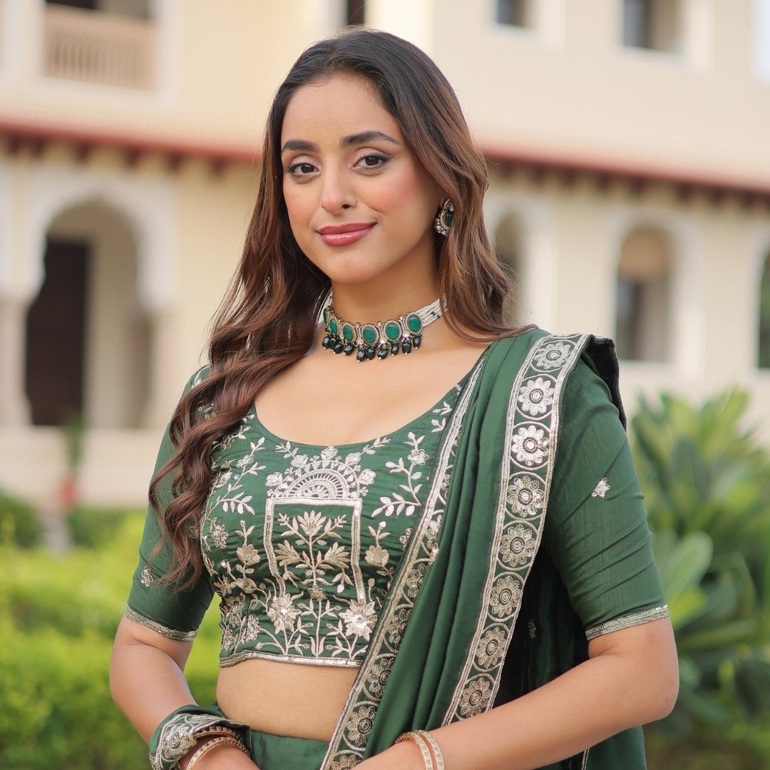 Green Colour Party Wear Lehenga
